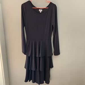 Goth Black Long Sleeve Tiered Georgia Dress Medium Fairygoth Modgoth Feminine